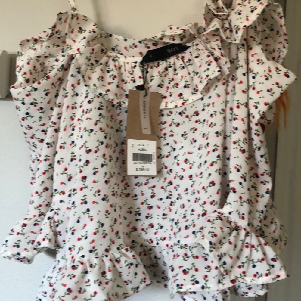 L O B original floral crop blouse